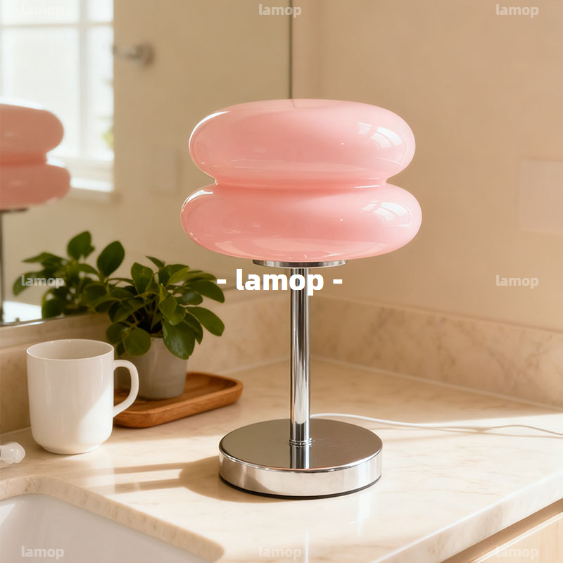 Lighting Decor Bedroom - مصباح طاولة جانبي كريمي بتصميم ريترو