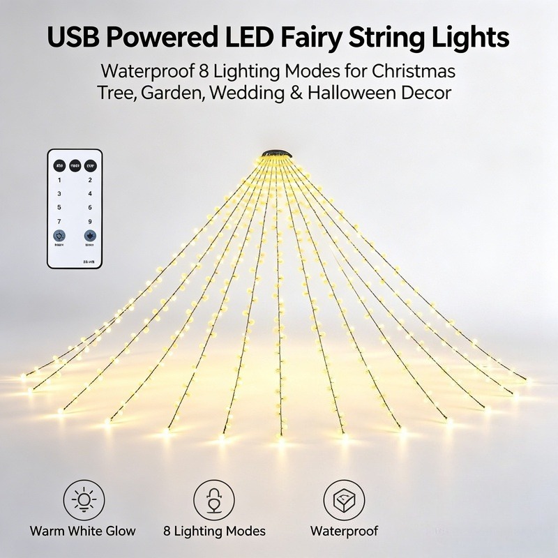 Garden Lighting Decor - أضواء LED خيطية تعمل بـUSB، إضاءة