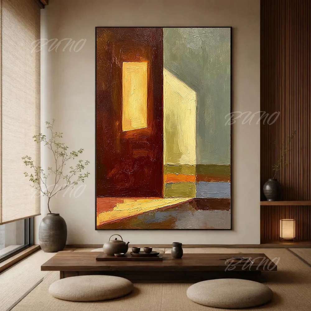 Lighting Interior Decor - لوحة زيتية تجريدية أصلية مرسومة يدويًا