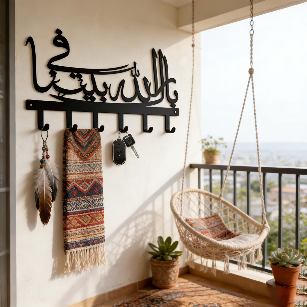 Kitchen Decor Lighting - حامل مفاتيح جداري معدني إسلامي من