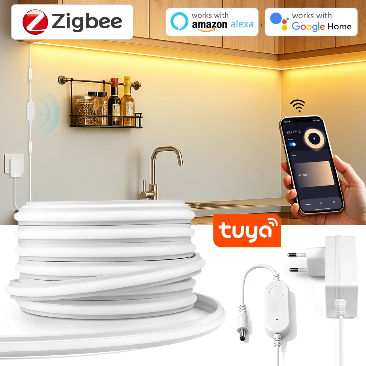Kitchen Decor Lighting - شريط إضاءة LED نيون بتقنية Zigbee