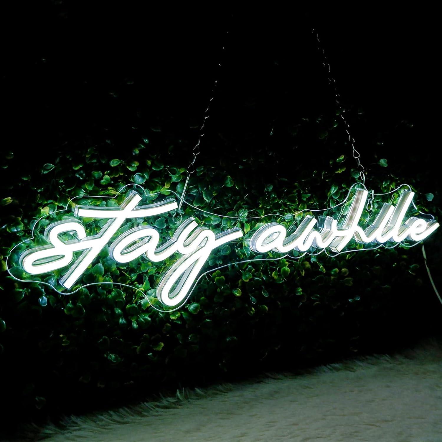 لافتات نيون 'Stay Awhile' مع إ - مراجعة Lighting Decor For Home وسعره