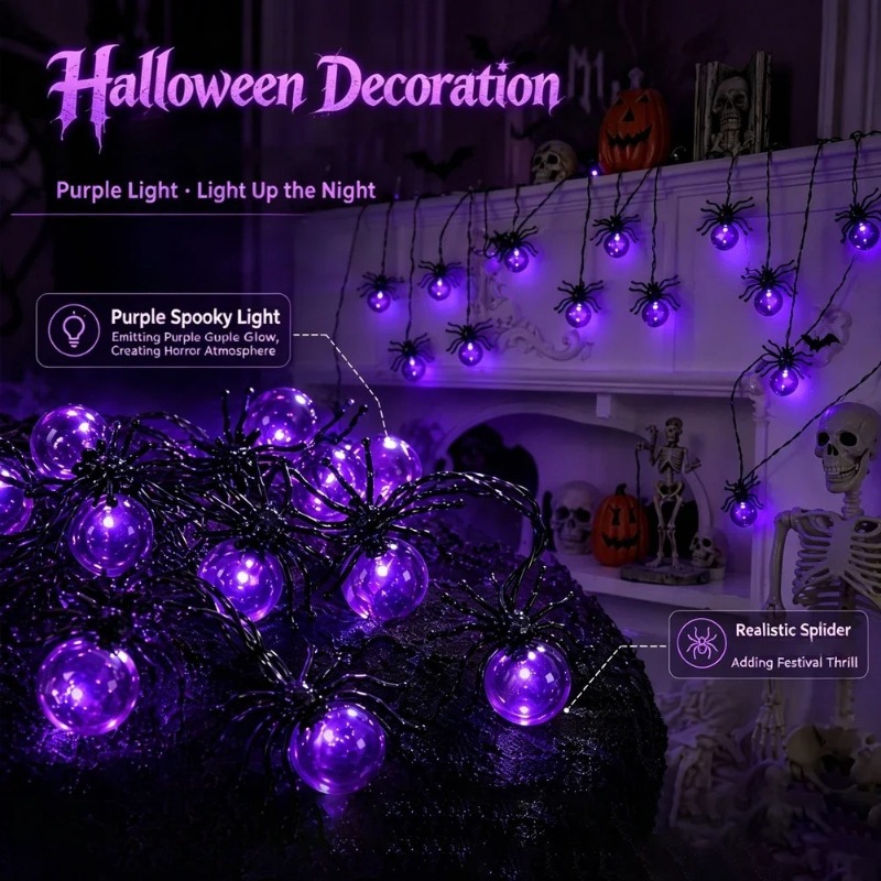 أضواء LED على شكل عنكبوت تعمل  - مراجعة Yard Lighting Decor وسعره