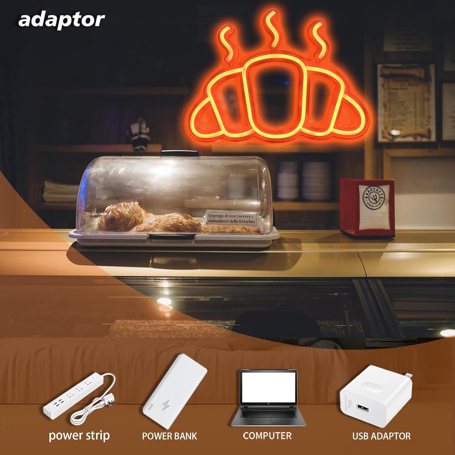 لافتة نيون على شكل كرواسون تعم - مراجعة Kitchen Decor Lighting وسعره