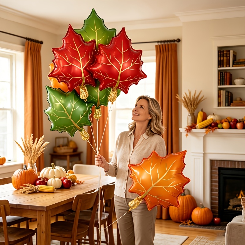7 قطع من بالونات أوراق القيقب  - مراجعة Orange Lighting Decor وسعره