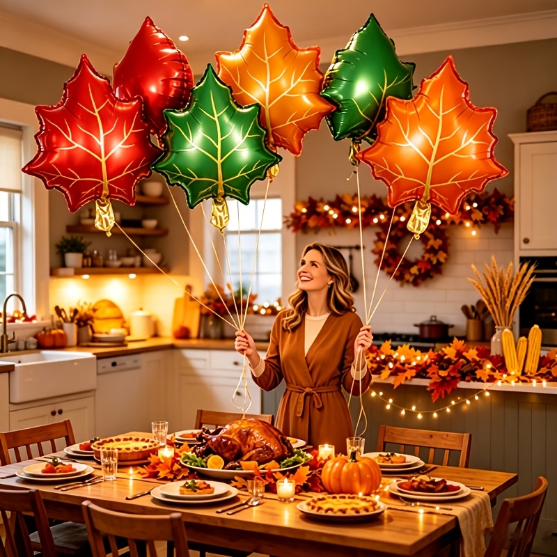 7 قطع من بالونات أوراق القيقب  - مراجعة Orange Lighting Decor وسعره