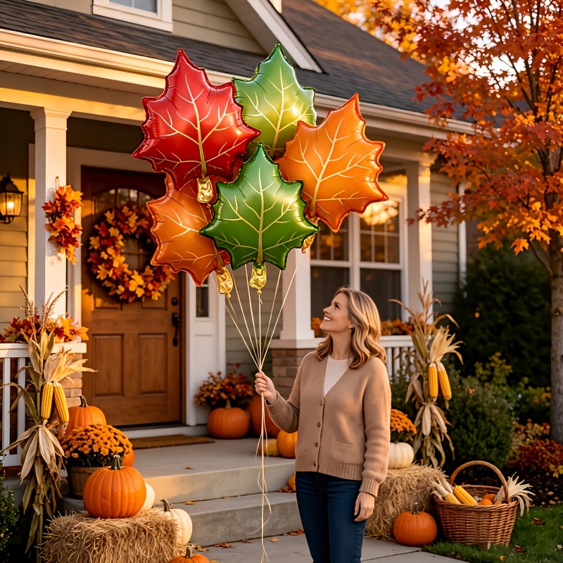 7 قطع من بالونات أوراق القيقب  - مراجعة Orange Lighting Decor وسعره