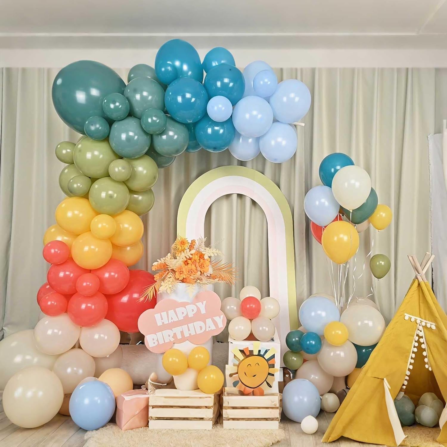 طقم أقواس بالونات بوهو قوس قزح - مراجعة Orange Lighting Decor وسعره