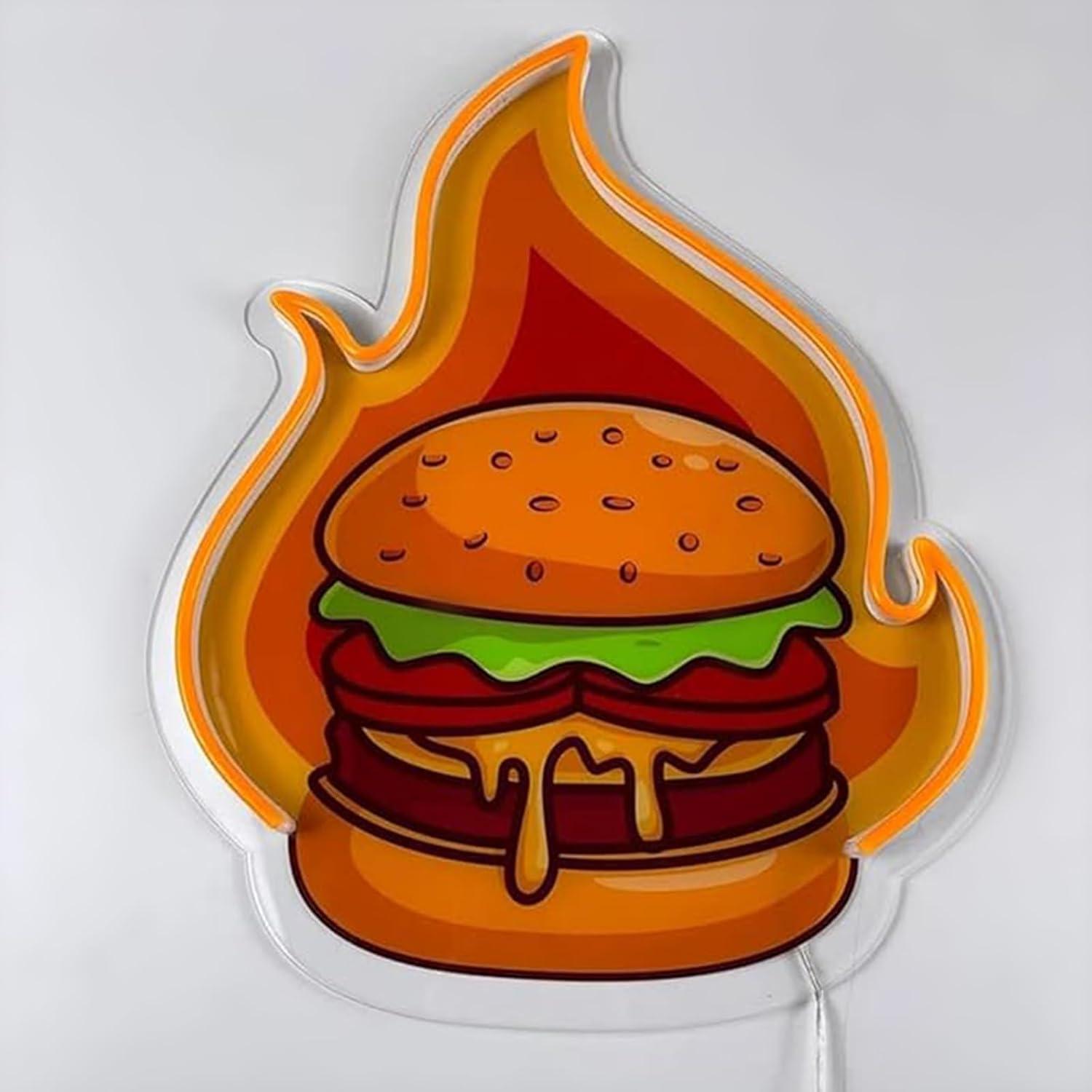 لافتة نيون LED على شكل برجر، إ - مراجعة Kitchen Decor Lighting وسعره